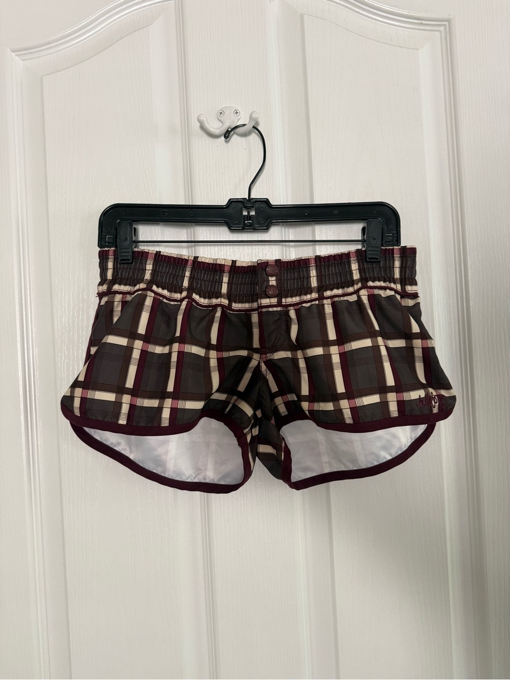 Vintage Brown/Cream/Maroon Plaid Billabong Board Shorts -Sz?